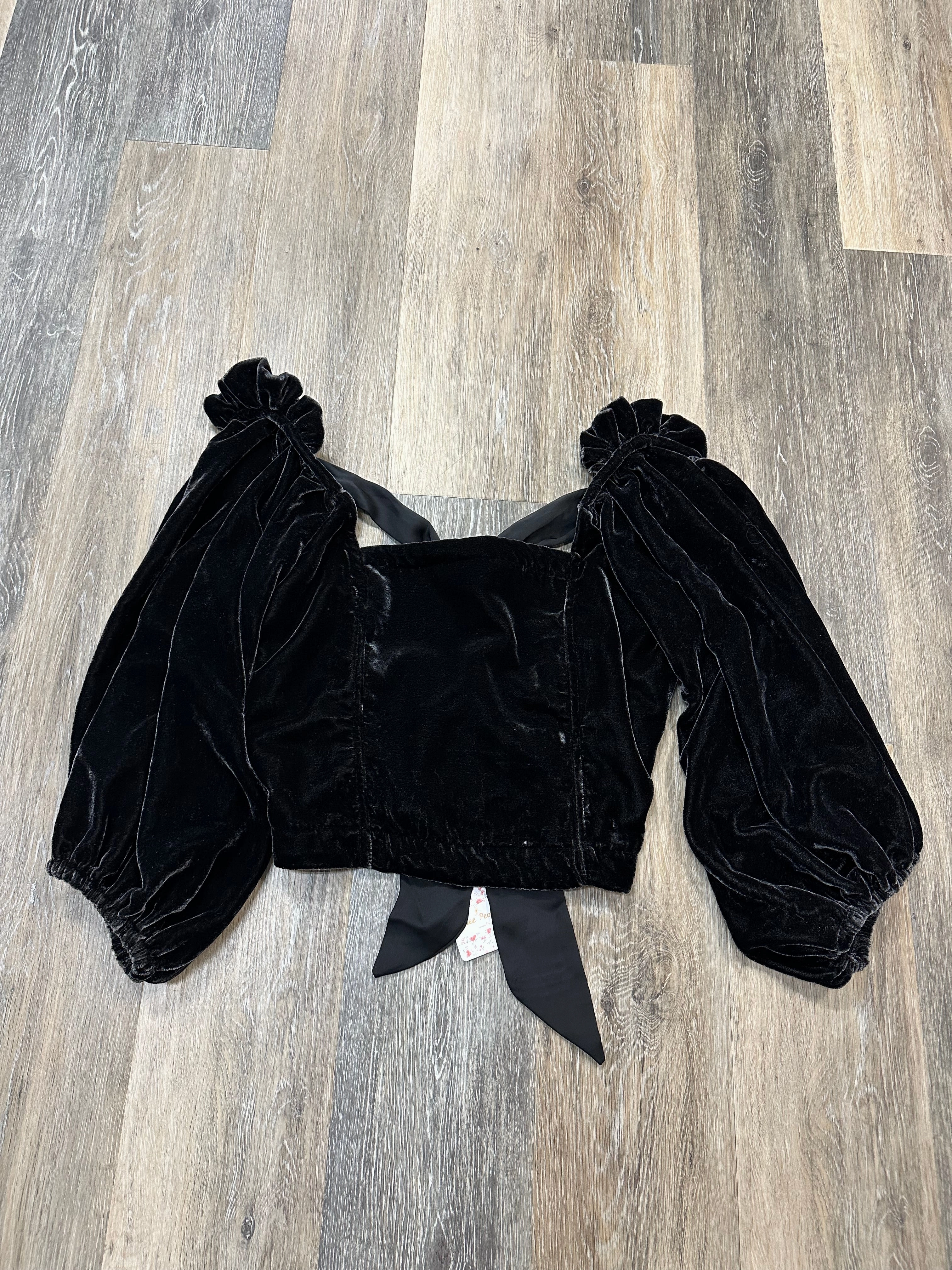 Top Long Sleeve By Free People In Black, Size: S SoftTouchBrushedInterior LayeredCollar