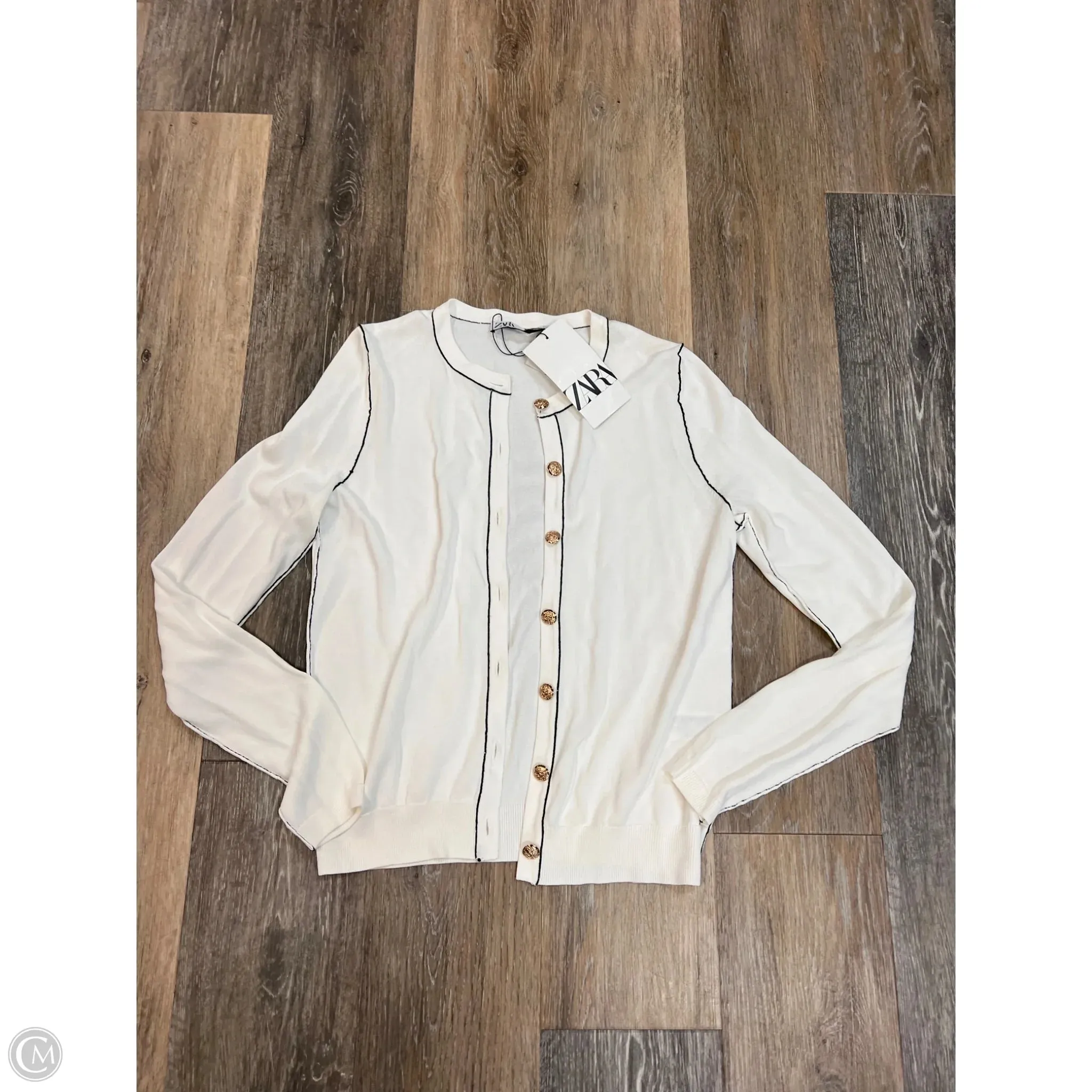 Sweater Cardigan By Zara In White, Size: S Active Design
