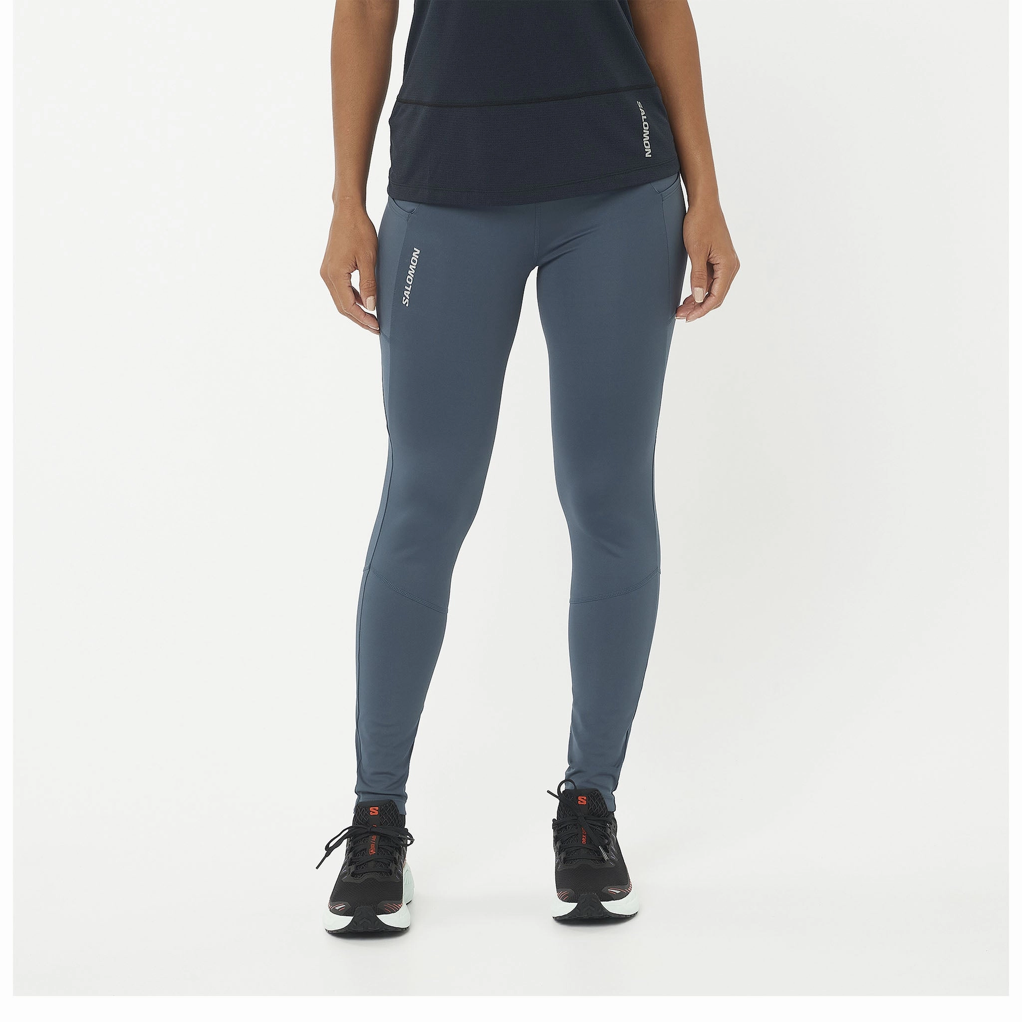 allergen-resistant Ventilated Back Panel Salomon | Women's Cross Run 28" Tights - Midnight Navy