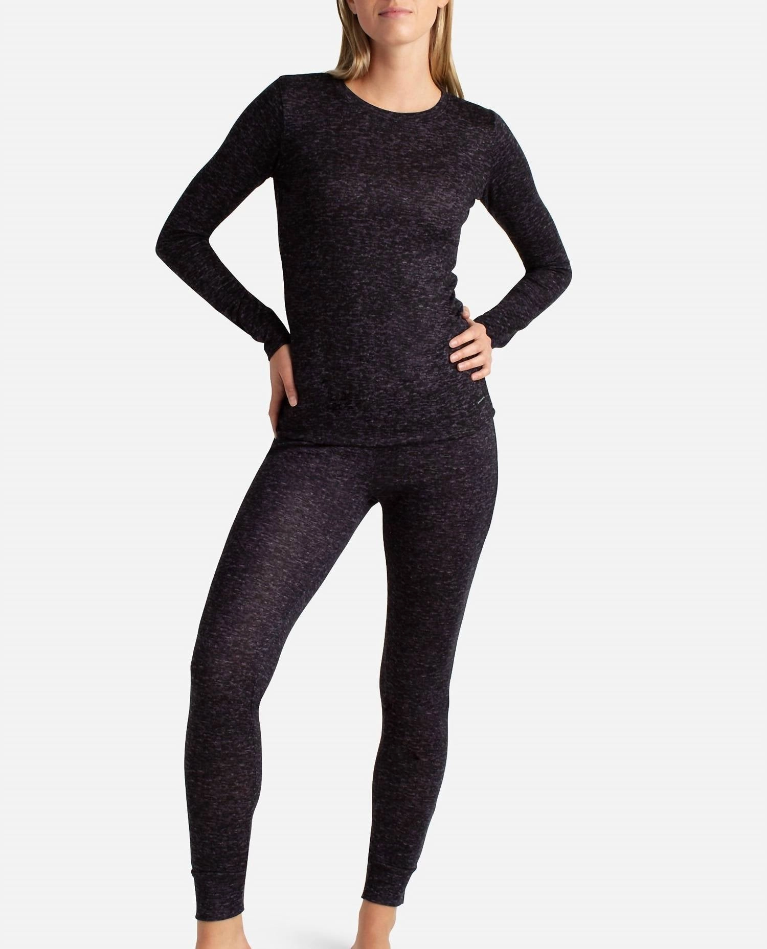 Hacci Layering Set With Leggings In Black Heather Minimalist Design Minimalist Stitching