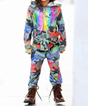 Rainbow Camo Print Joggers In Multicolor Minimal Vibe