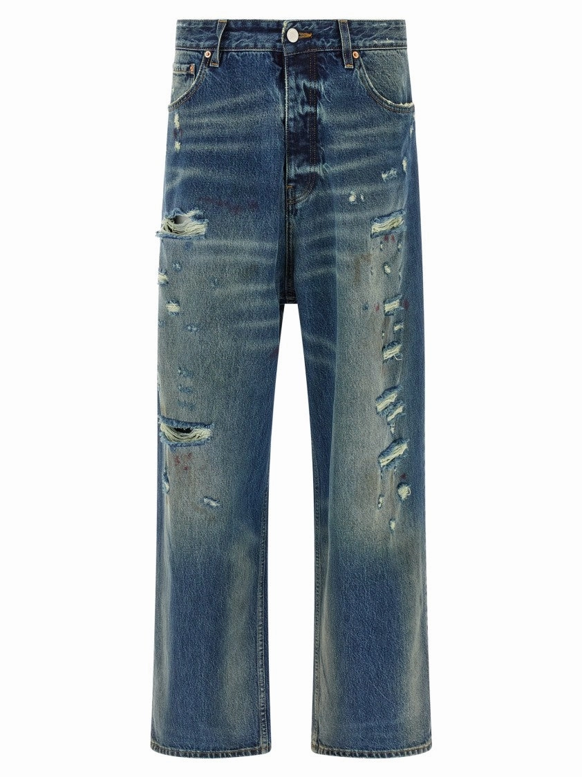'Blue Distressed Baggy' Jeans Modern Earthy Mid Rise