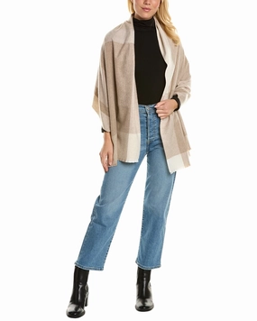 Recycled fabric Bruno Magli Colorblocked Cashmere Wrap Flexible Waistband