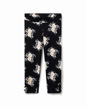 Flat Lock Seams Janie and Jack Floral Button Cuff Ponte Pant