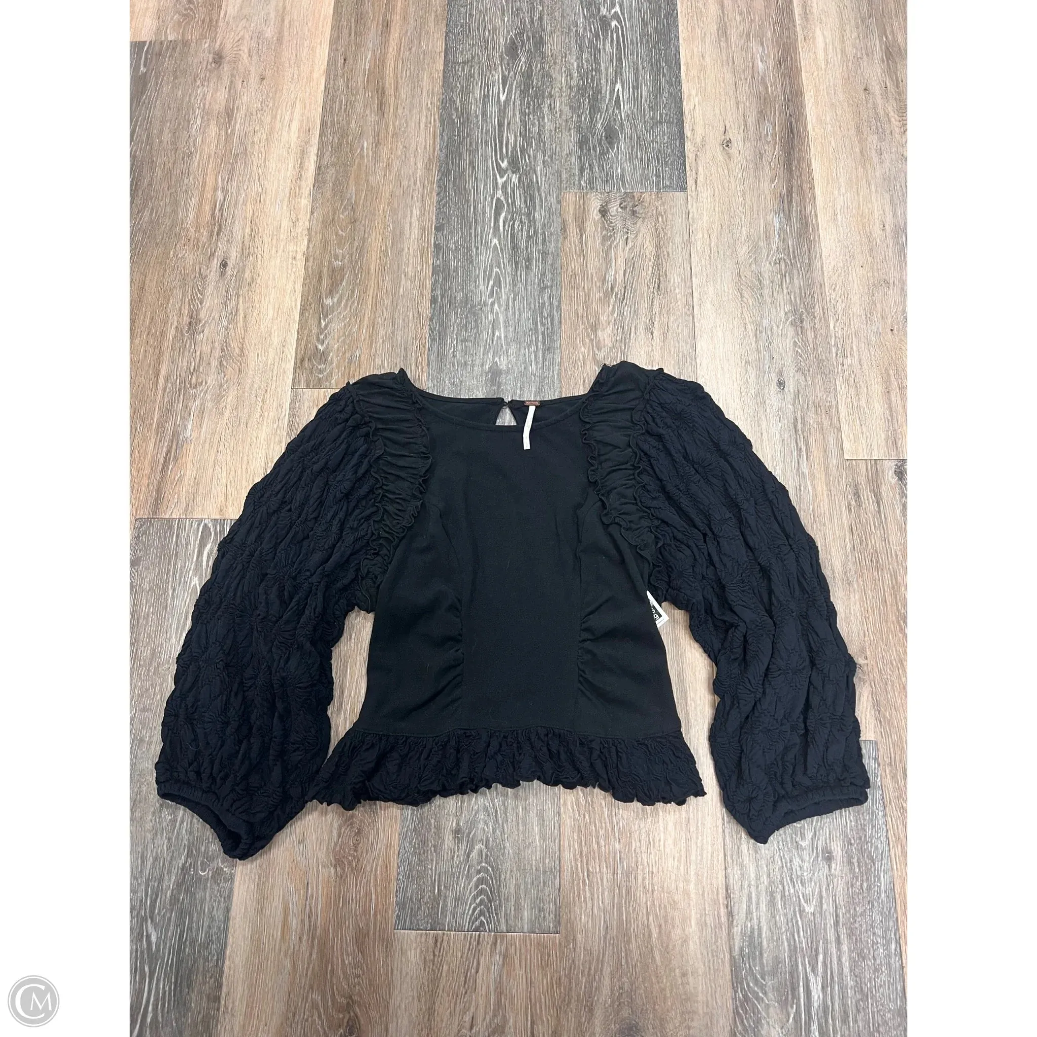 TaglessCollars Adjustable drawstring Blouse Long Sleeve By Free People In Black, Size: S