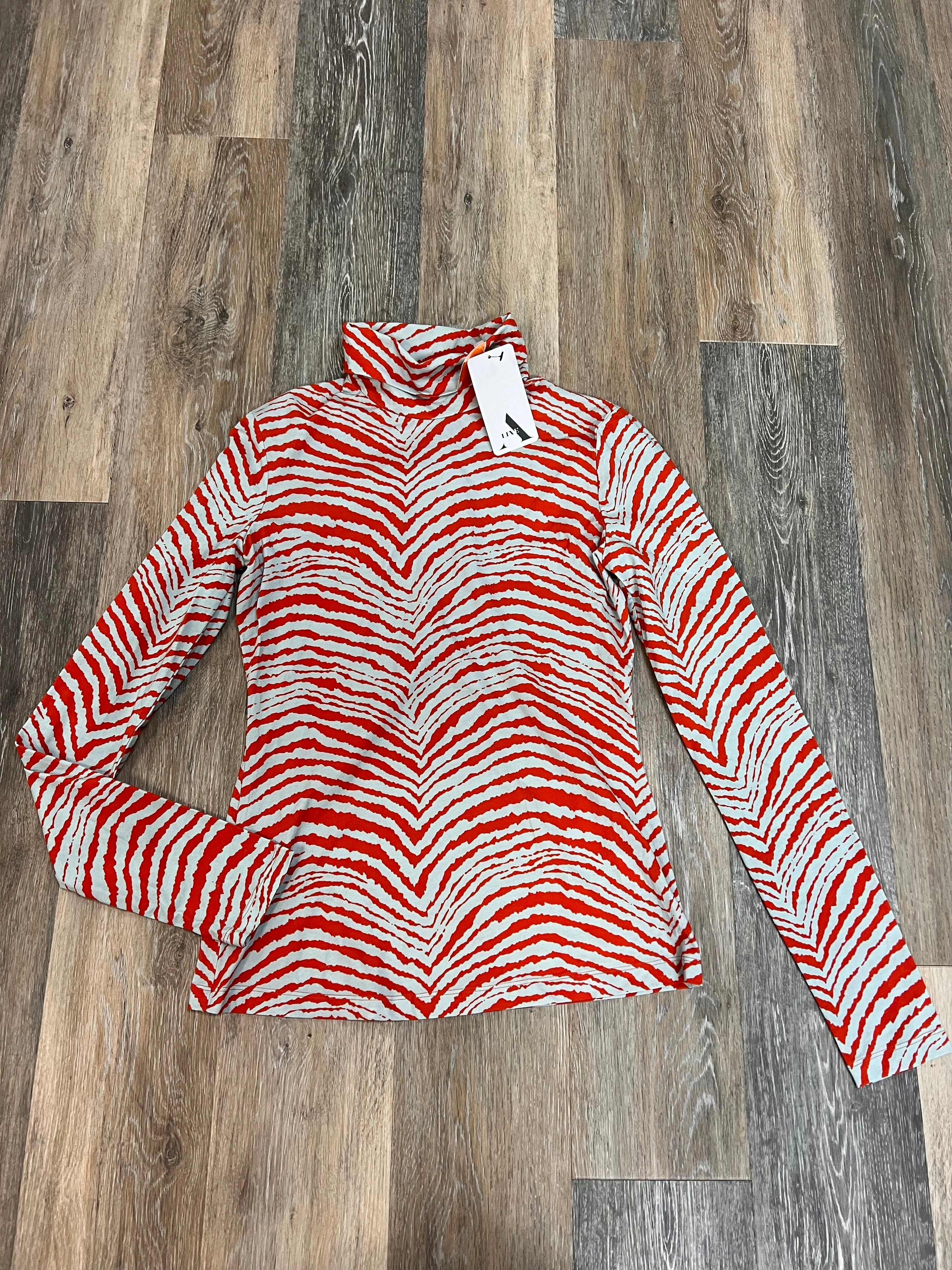 QuickDry AntiPilling Top Long Sleeve Designer By Proenza Shoulder White Label In Zebra Print, Size: M