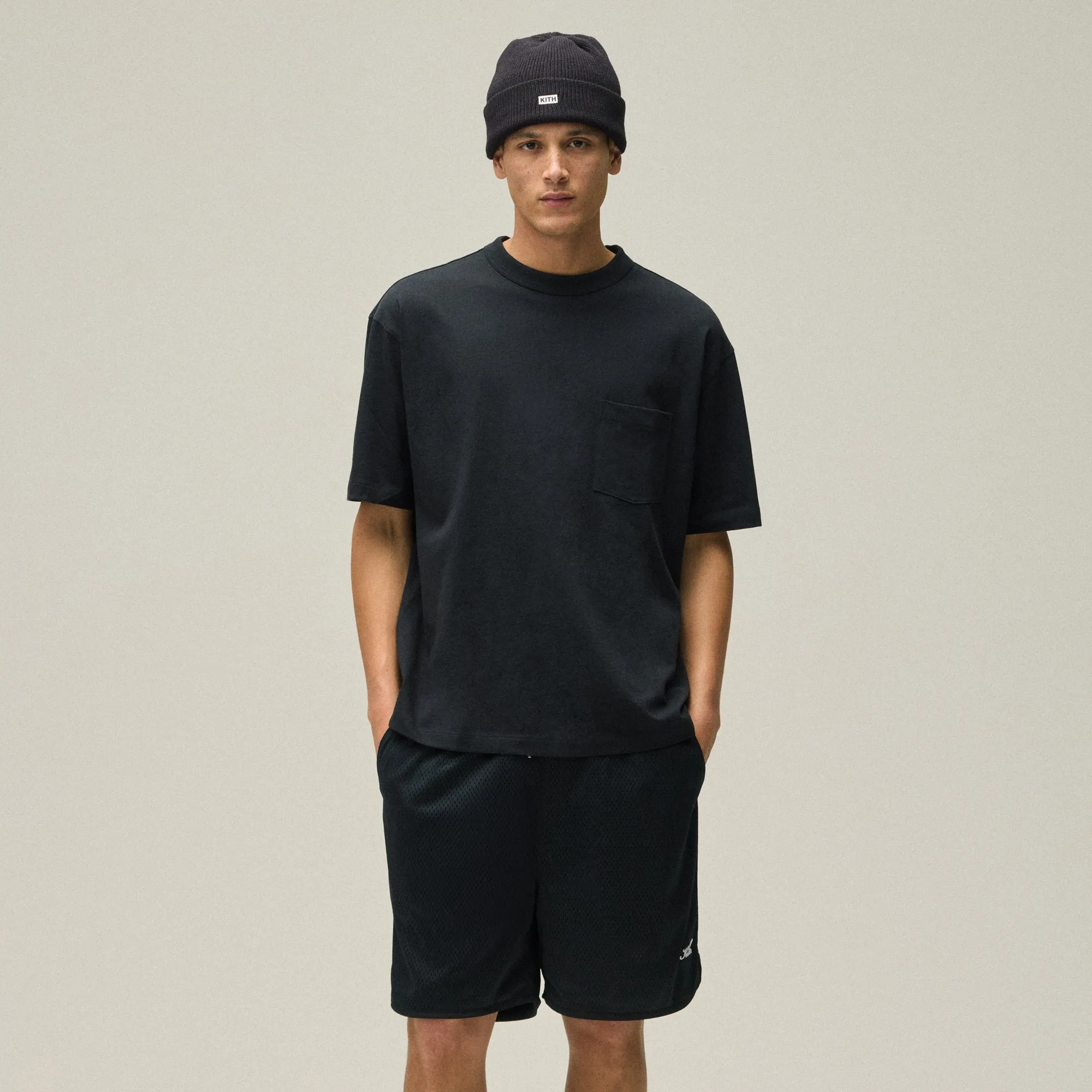 Round neck simplicity Informal charm Kith Leonard Pocket Tee - Black