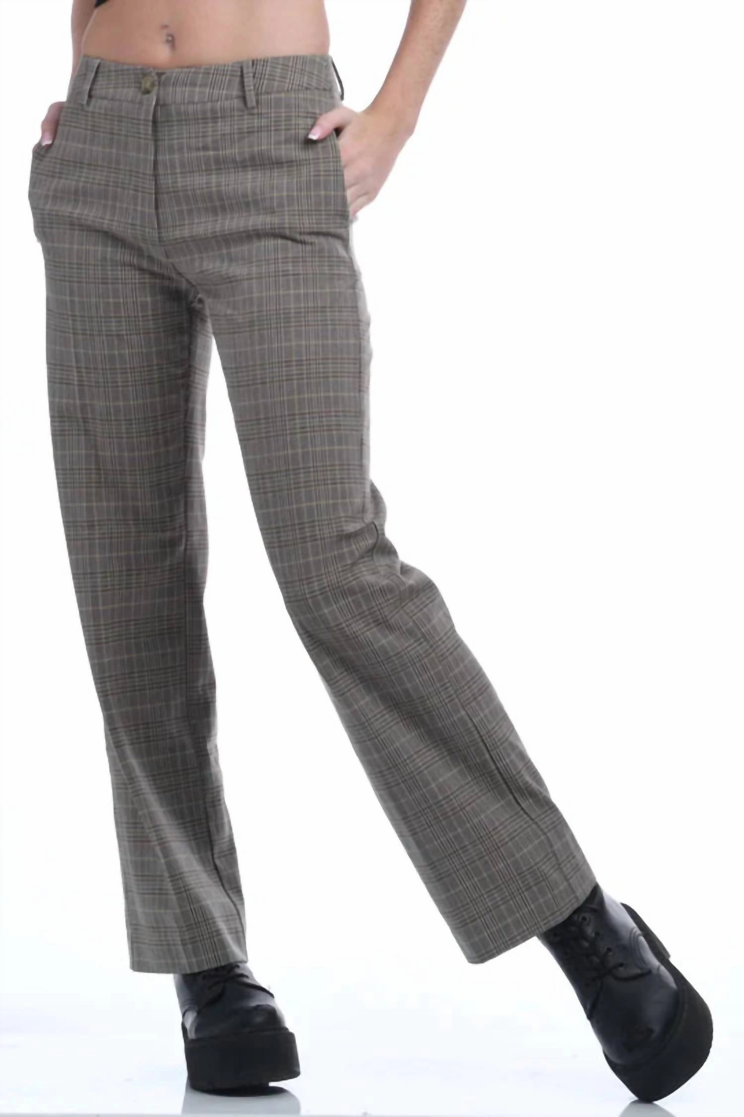 Durable Fit Kids Plaid Pant In Black And Grey