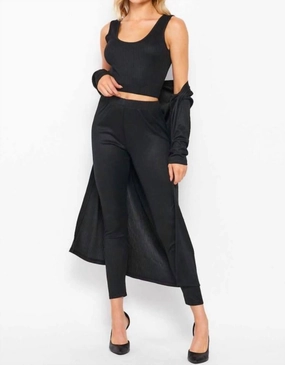 Flexible Ribbed Cuffs Feels Like Fun 3-Piece Ribbed Set In Black