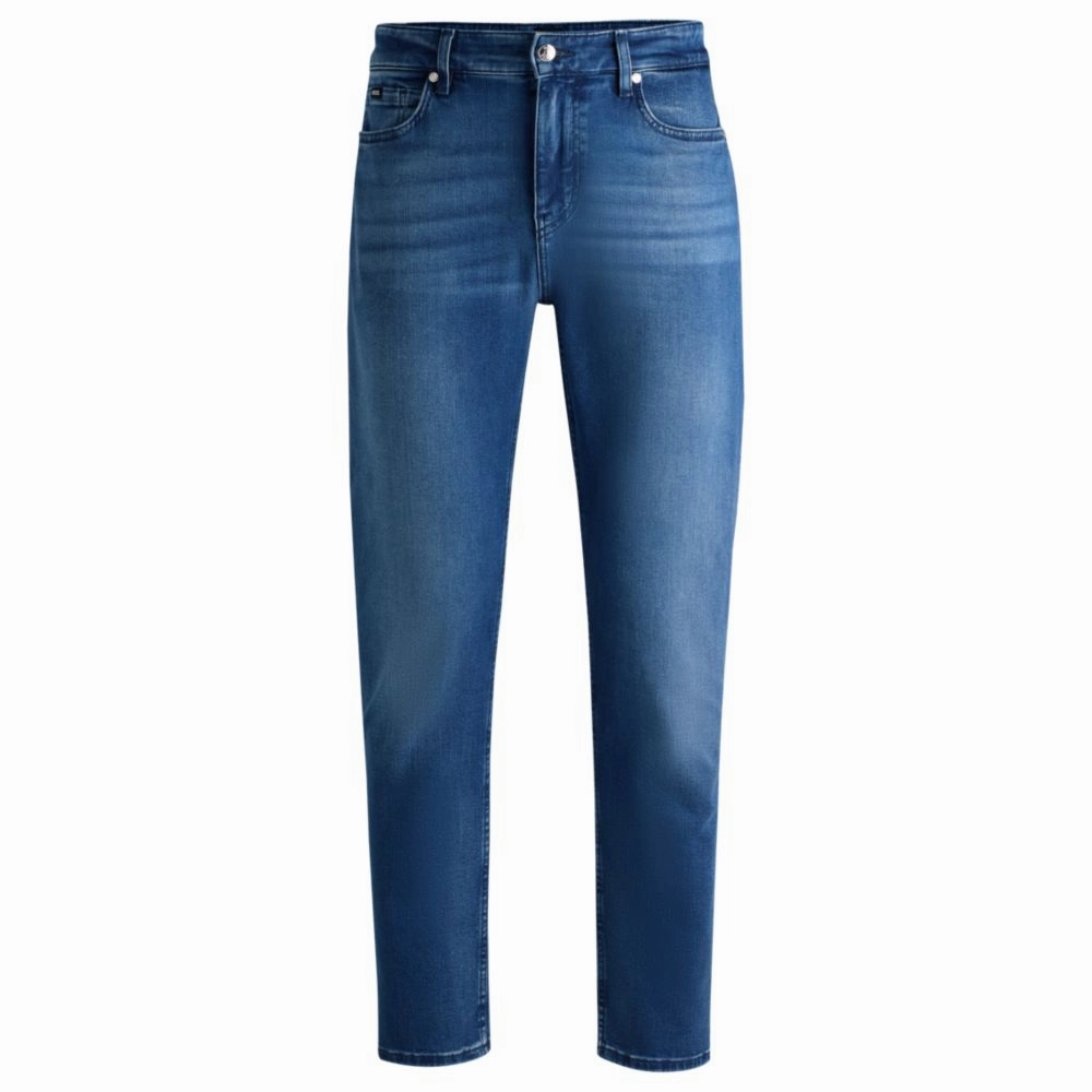 Regular-fit jeans in blue soft-touch denim Raw Hem Design
