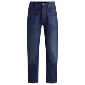 Regular-fit jeans in dark-blue stonewashed denim Daily Clothing Streetwear Essential