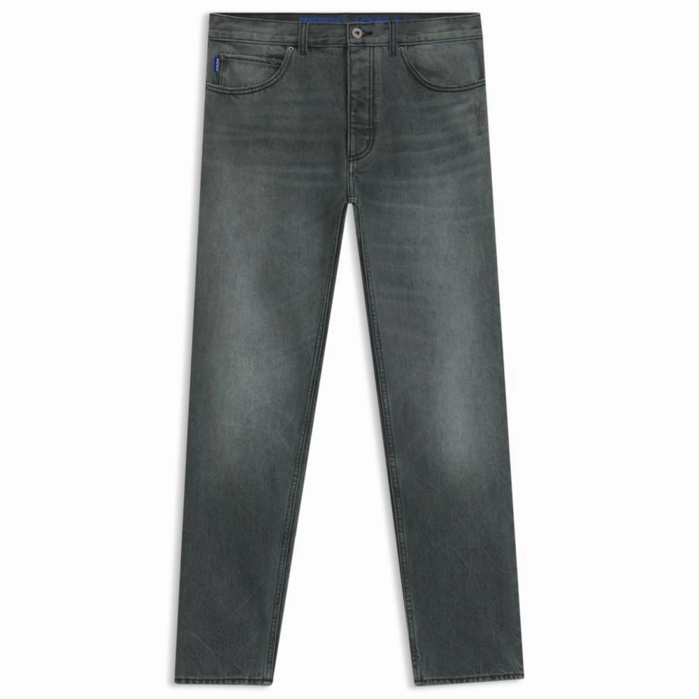 Tapered leg Regular-fit jeans in gray rigid denim