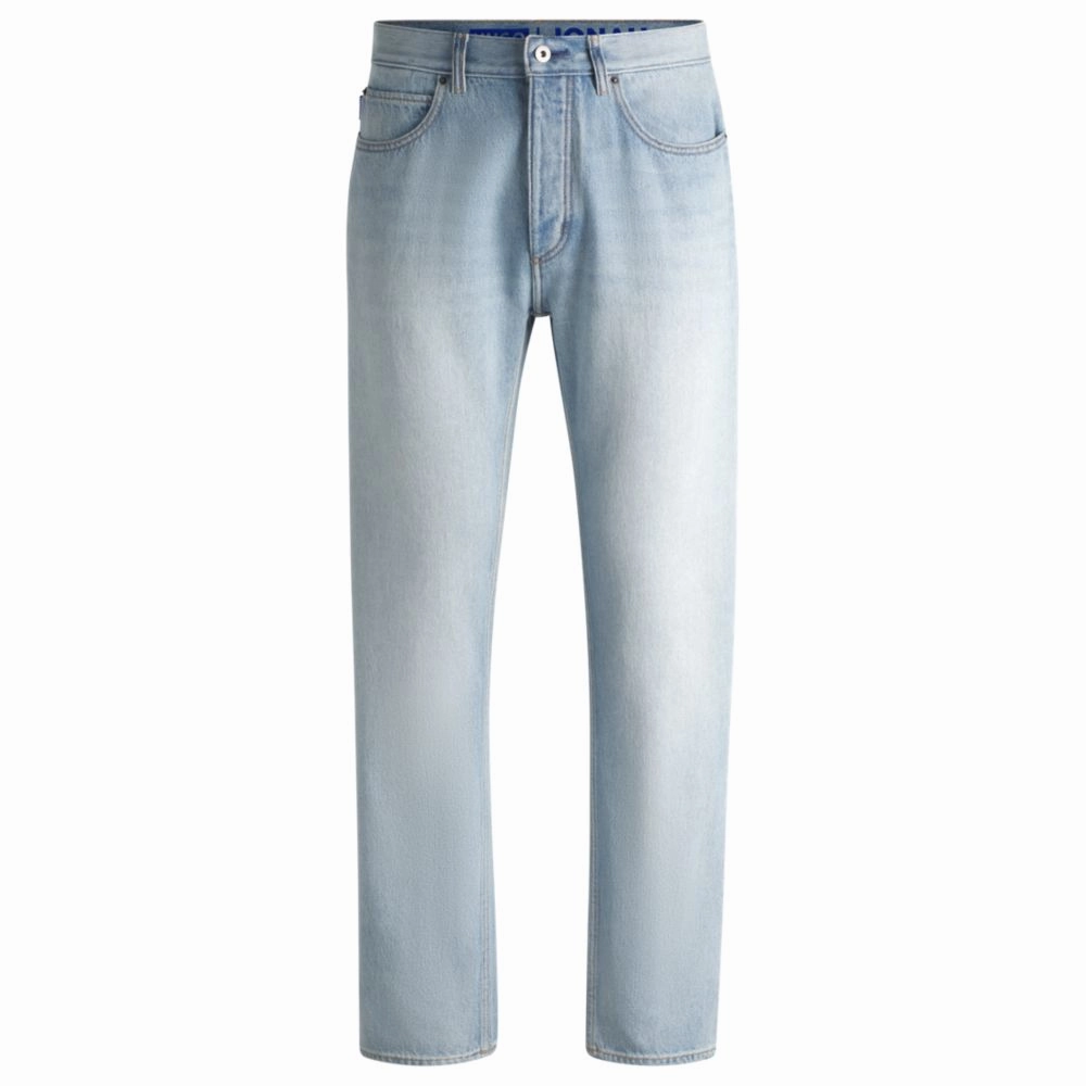 Regular-fit jeans in light-blue cotton denim Casual Friday Versatile Modern Winter Warmth Loose