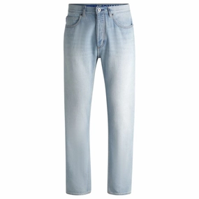 Regular-fit jeans in light-blue cotton denim Casual Friday Versatile Modern Winter Warmth Loose