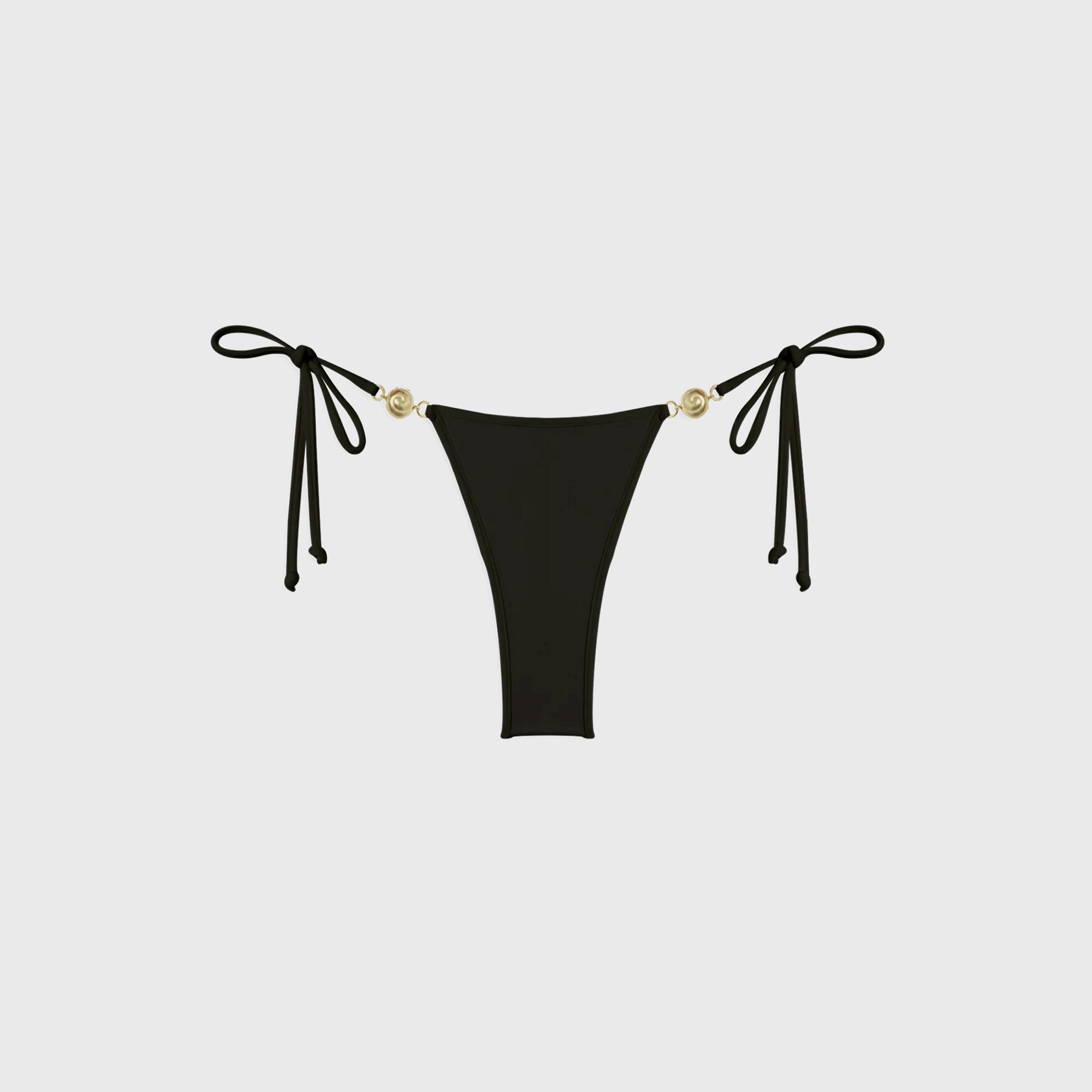 Reina Olga Carioca Splash Skimpy Bikini Bottom - Black Lurex Breathable fabric Multipurpose Layering