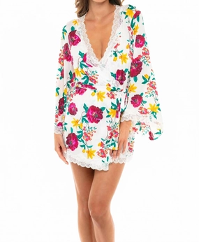 NoSlip Grip Reina Robe In White Floral Print