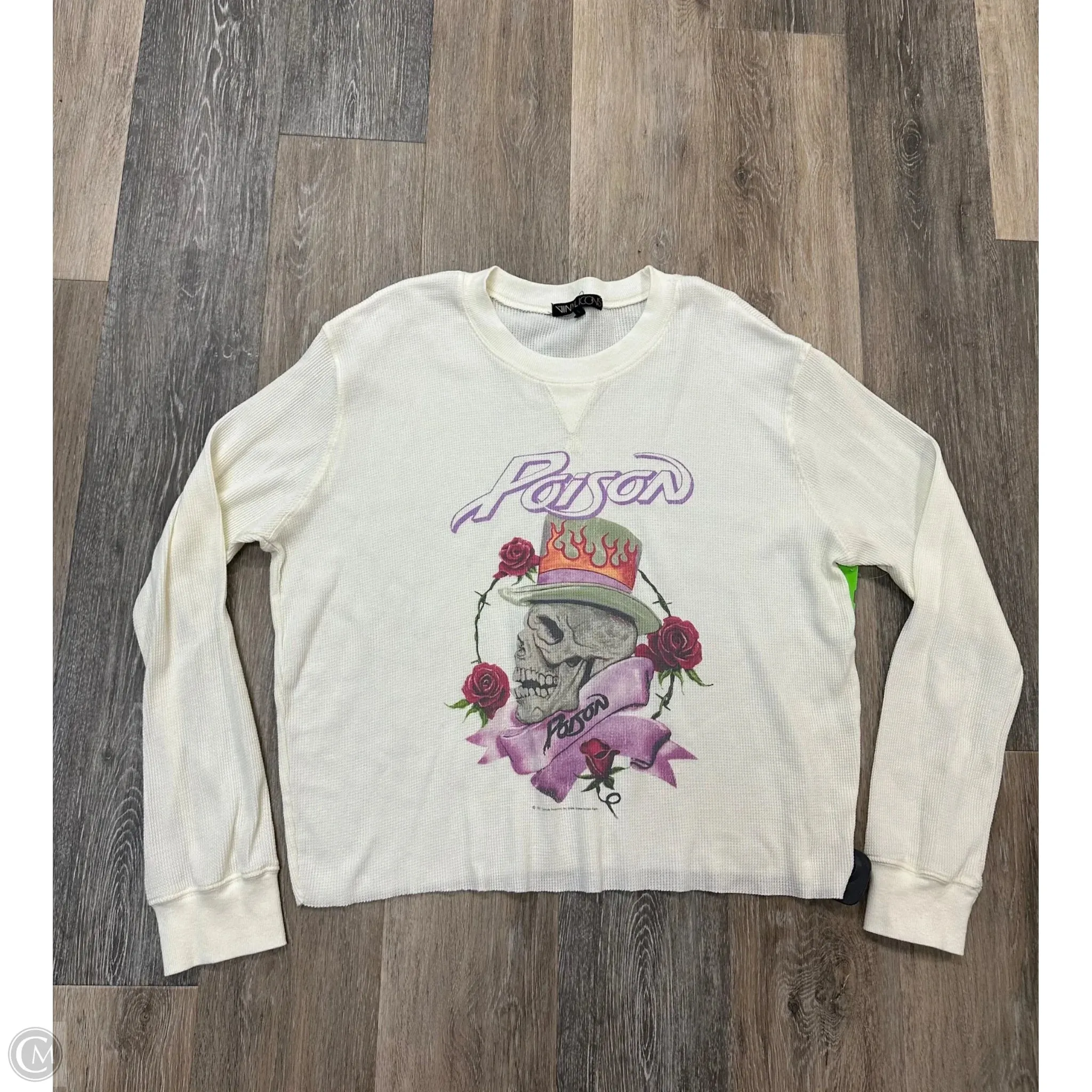 Top Long Sleeve By Vinyl Icons In White, Size: L UltravioletProtectionFabric