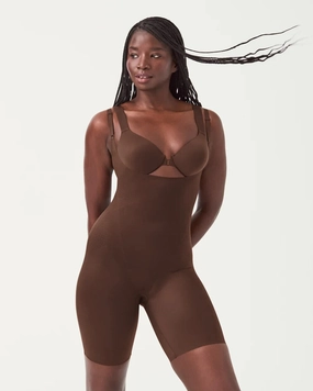 Wide Ribbed Hem Spanx Thinstincts 2.0 Shapewear Women's Large Chestnut Open-Bust Bodysuit JDM461