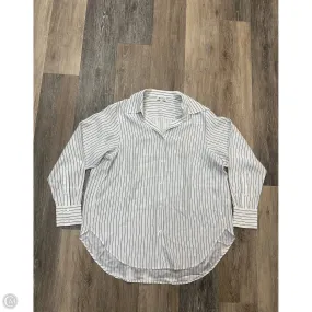 Blouse Long Sleeve By Lily Silk In Striped Pattern, Size: Xs Layered Collar Contrast Stitch Detailing