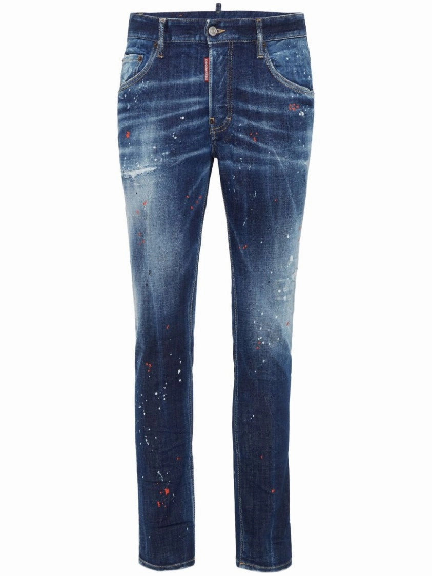 Shopping Day Vibrant Office Wear Navy Blue Stretch-Cotton Denim Jeans