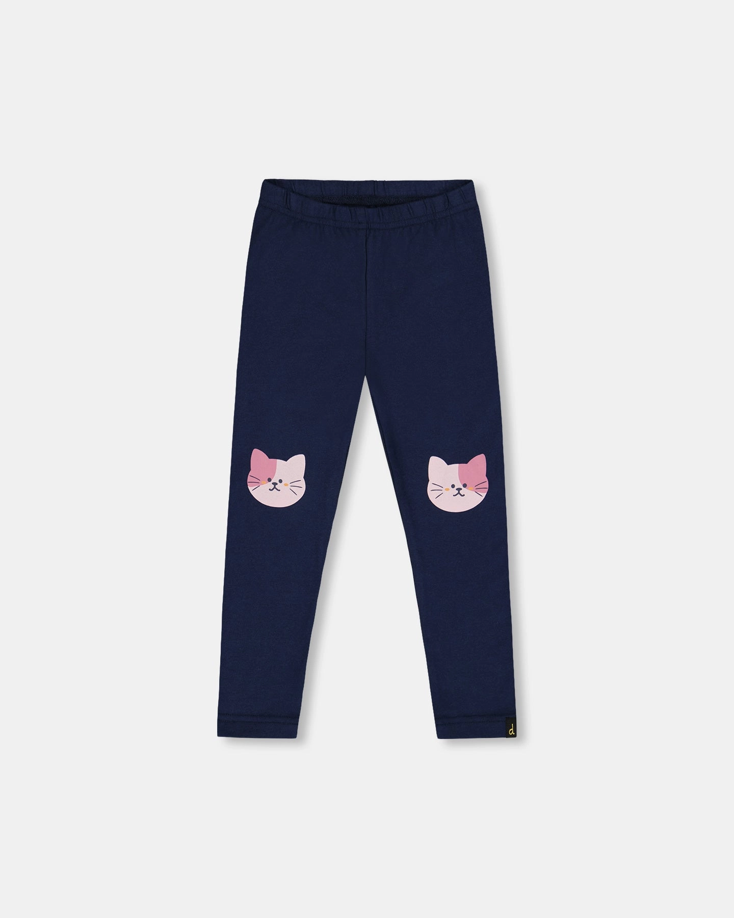 Organic Cotton Jersey Leggings Dark Blue with Cats Versatile Layer