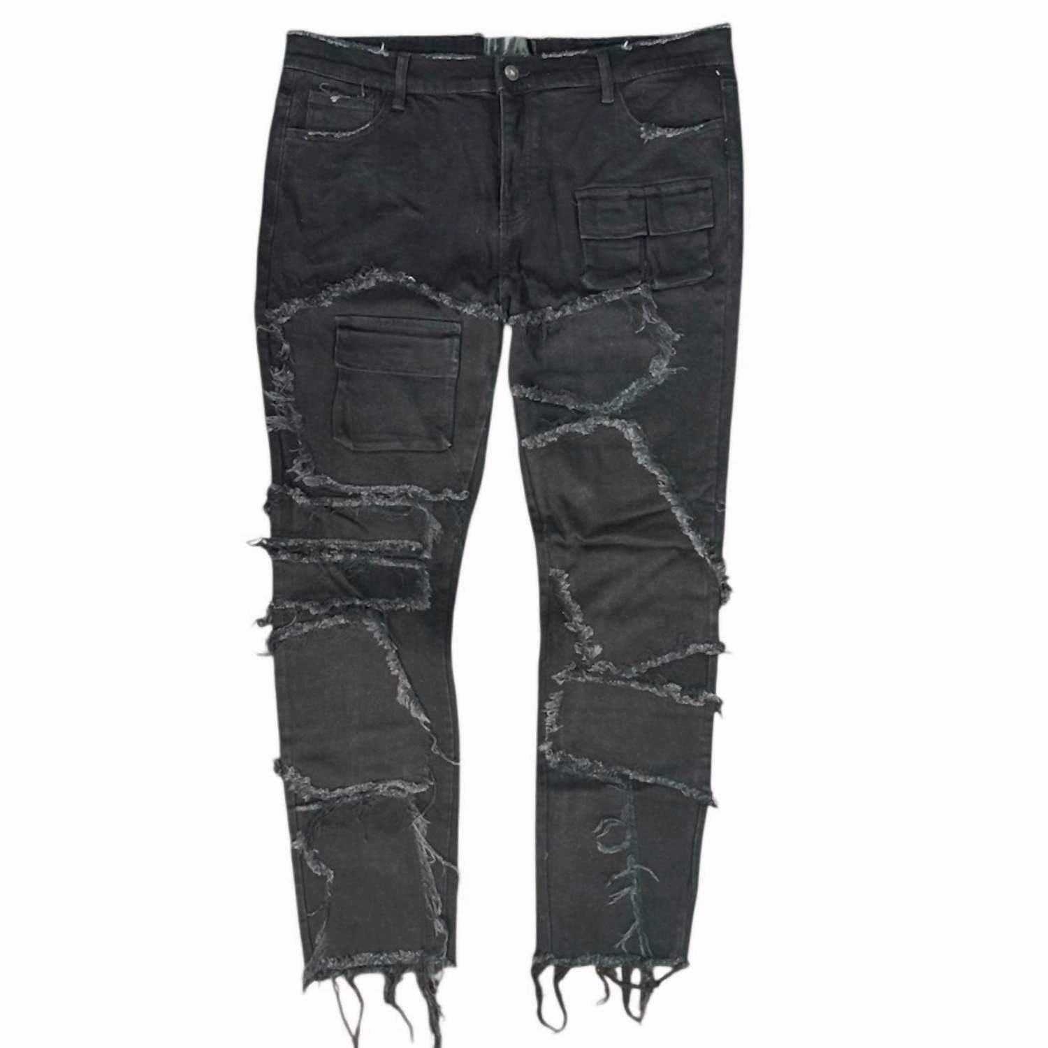 Men's Distinct Denim Jeans In Jet Black Water Efficient Wash Process