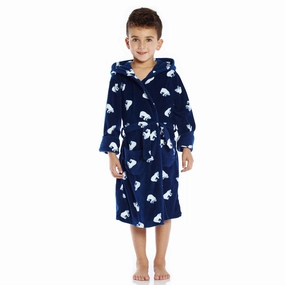 Christmas Kids Fleece Hooded Robe Polar Bear Cozy Midweight Fabric