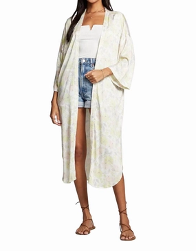 Banks Floral Kimono In Vanilla Layered Hem Details Breathable Material