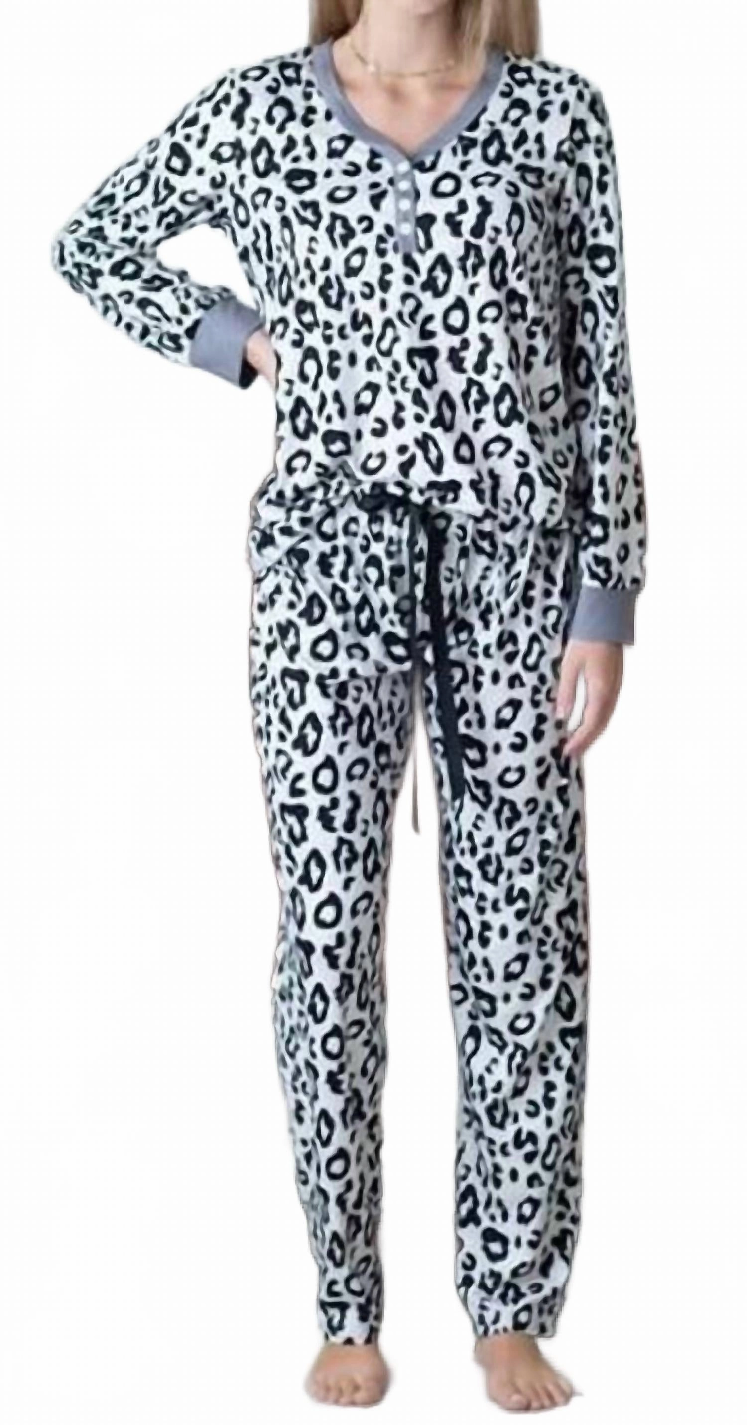 Loungewear Set In Leopard Drop Shoulder Construction