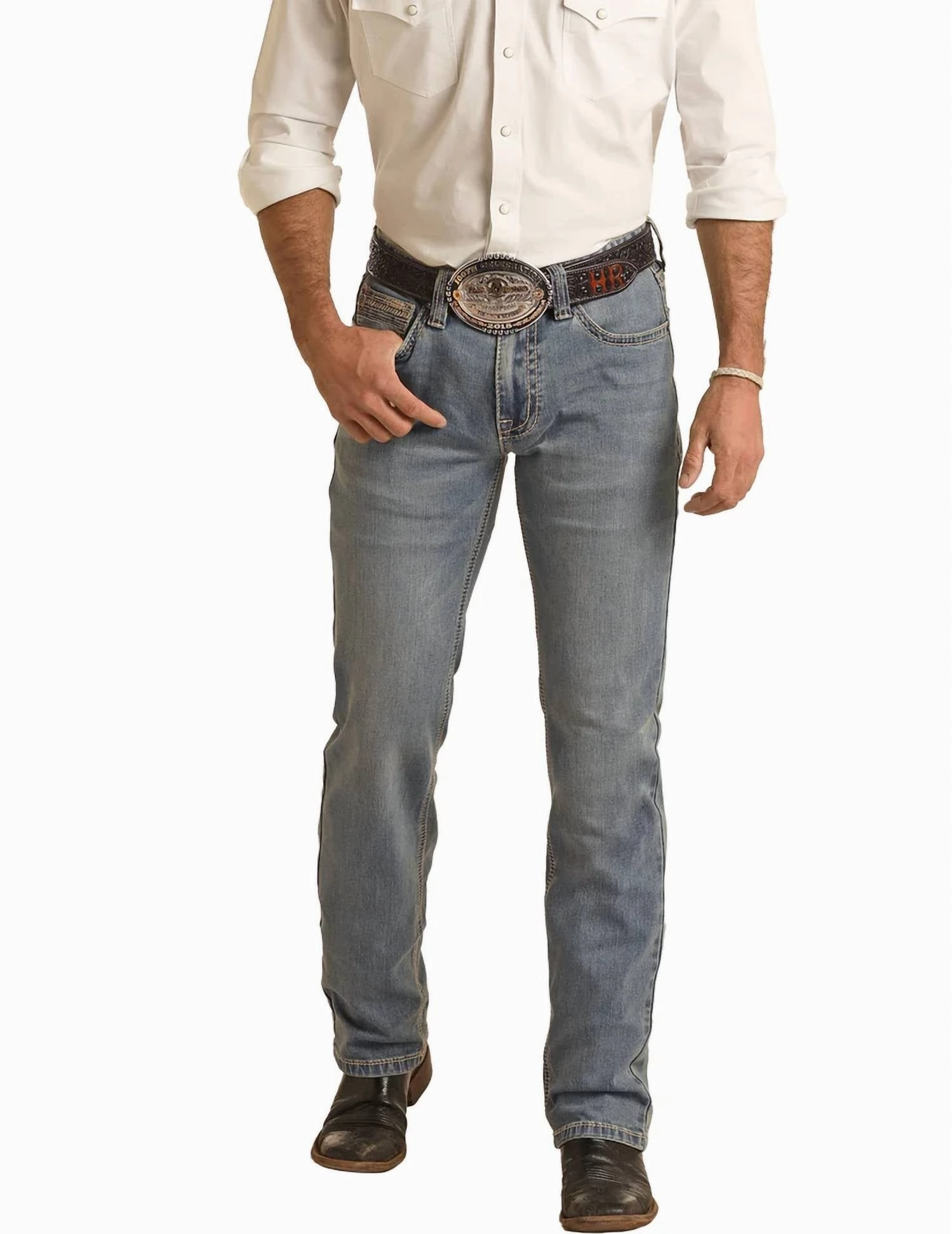 Family Style Slim Revolver Slim Straight Reflex Jean In Light Blue