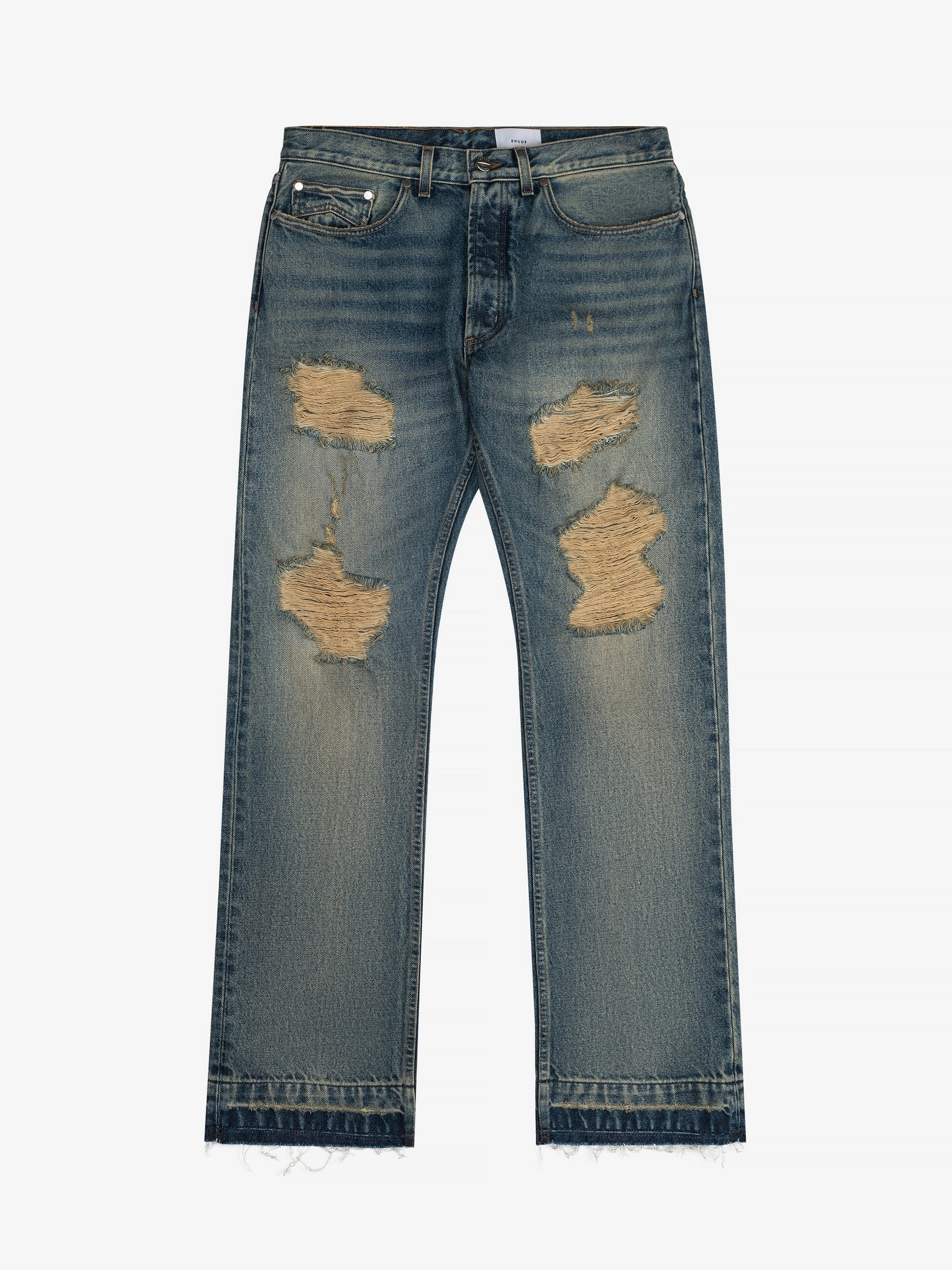 Rhude Men's Beach Bum Denim Dark Indigo Street Approved Versatile Relaxed Style