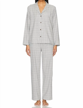 MoistureWicking Material Universal Sizing System Flannel Long Pj Set In Winter Check Heather Grey