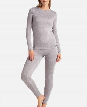 Abrasion Resistant Edges Ribbed Hacci Crew Neck Layering Set With Leggings In Sleet Heather