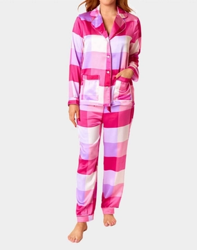 Brushed Inner Layer Ripley Pajama Set In Pink Plaid