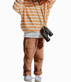QuickReleaseBuckle Versatile staple Kids Cotton Gauze Pants In Cookie