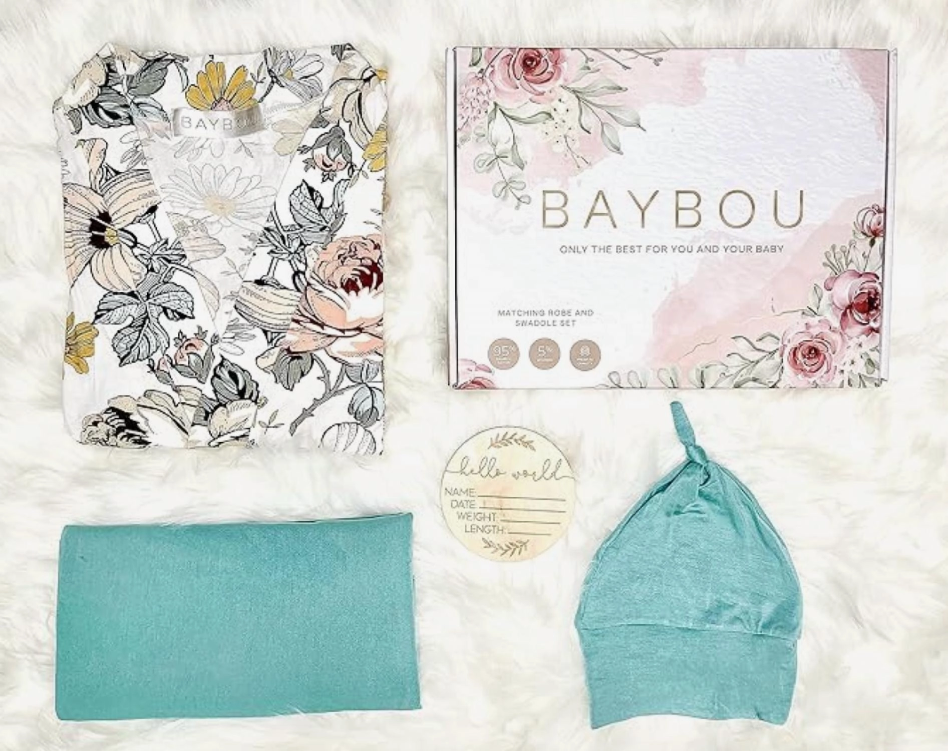Robe And Swaddle Set 5-Piece In Multi Cozy Fabric Blend