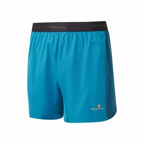 Polyvinyl Chloride Non Slip Inner Layer Ronhill | Men's Tech 5" Short - Petrol/Fluo Orange