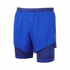 Heritage Ronhill | Men's Tech Race Twin Short - Azurite/Citrus Fade