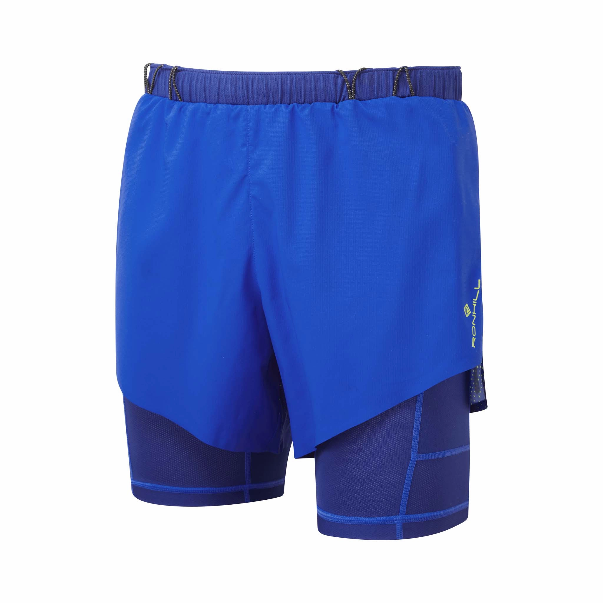Heritage Ronhill | Men's Tech Race Twin Short - Azurite/Citrus Fade