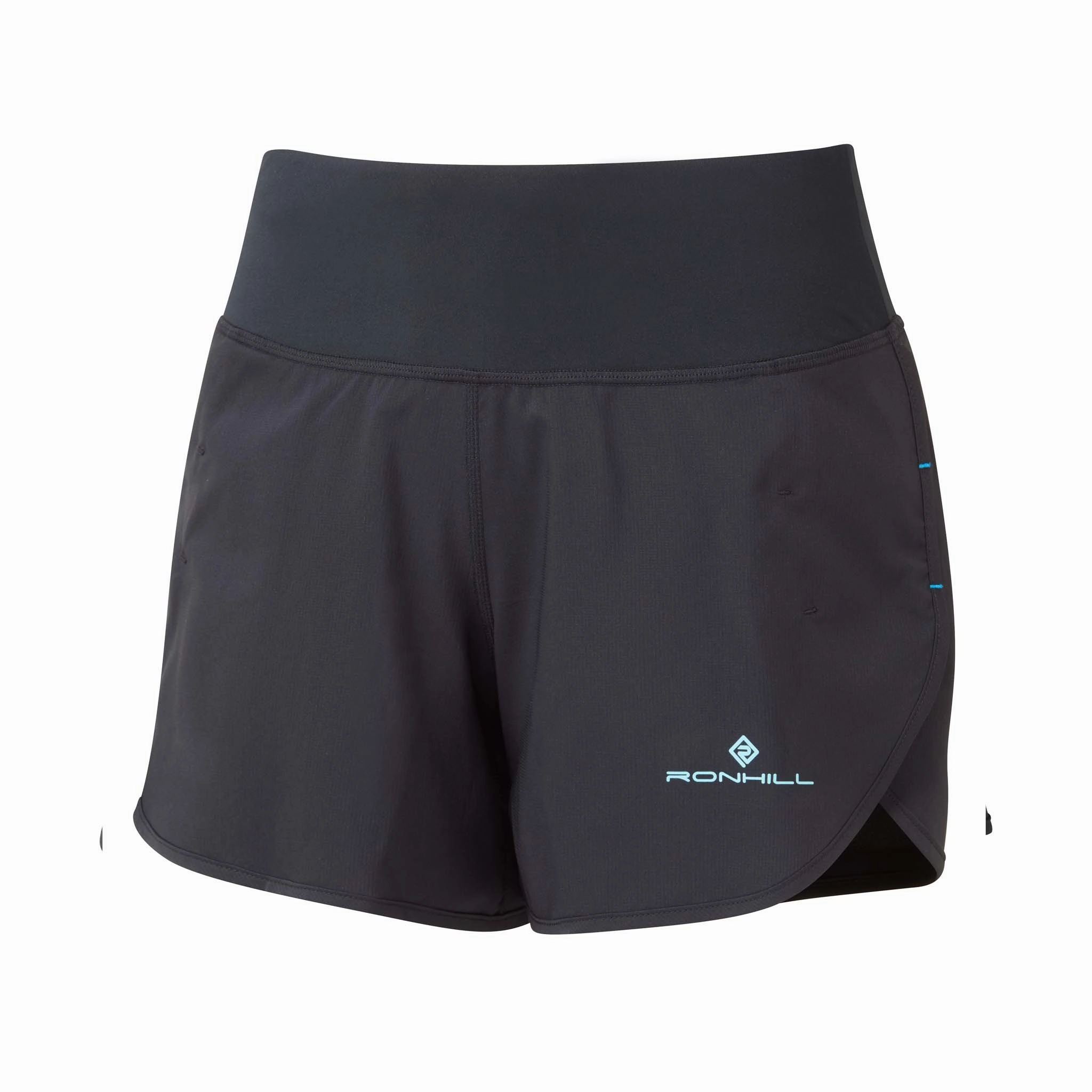volleyball court Reinforced Stress Points Ronhill | Women's Tech 4.5" Short - Black/Aquamint