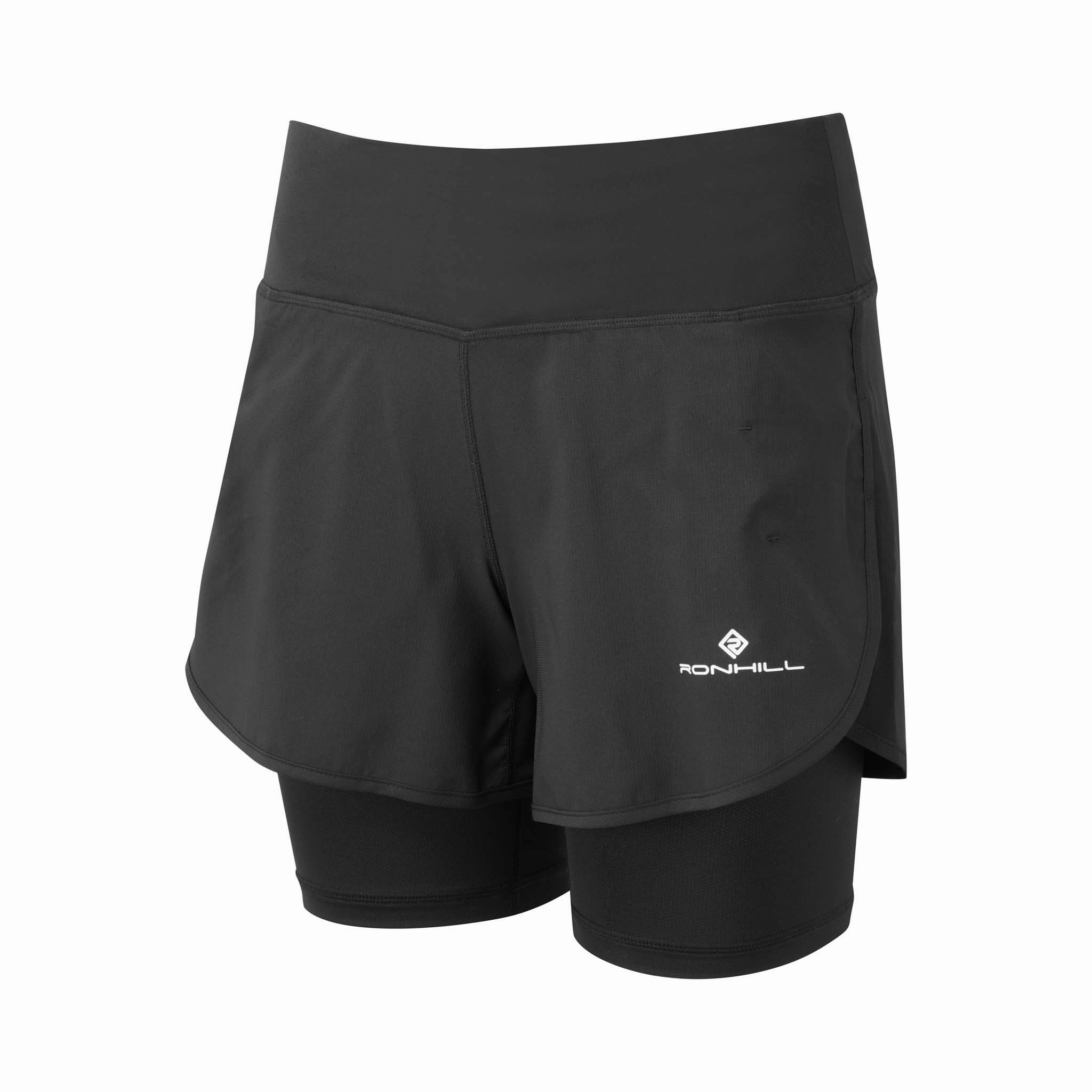 Ronhill | Women's Tech 4.5" Twin Short - All Black discount store Quick Flex