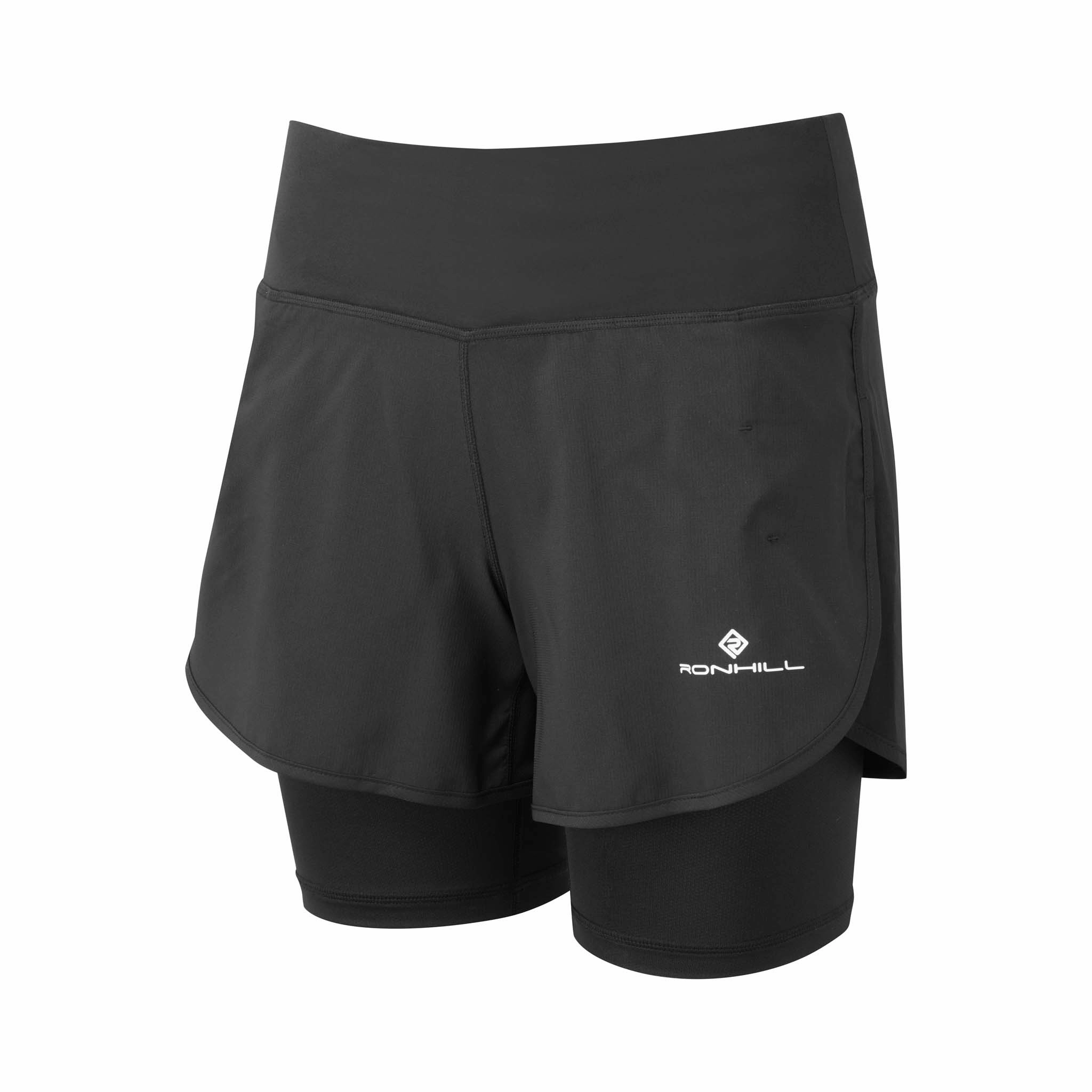 UltraSoft Brushed Backing trim venue Ronhill | Women's Tech 4.5" Twin Short - All Black