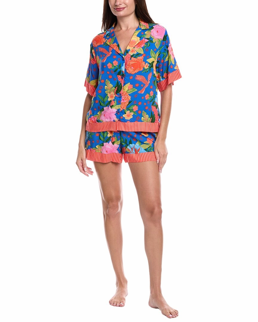 Tear Resistant Material NoRoll Waistband Design Room Service 2pc Georgia Shirt & Short Pajama Set