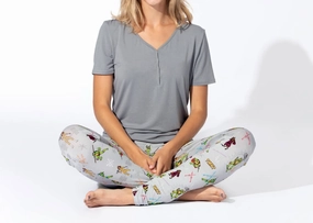 VNeck Design Classic Bamboo Pajama Set In Teenage Mutant Ninja Turtles Retro