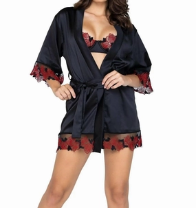 Rosa Bella Robe In Black / Red Abrasion Resistant Edges Flexible Elastic Seams