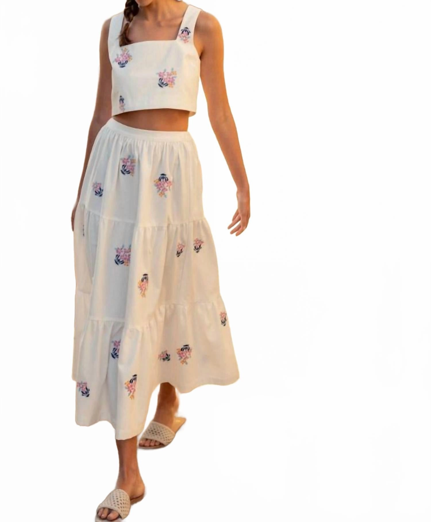 Organic Cotton Blend Rosemoor Skirt Set In Off White