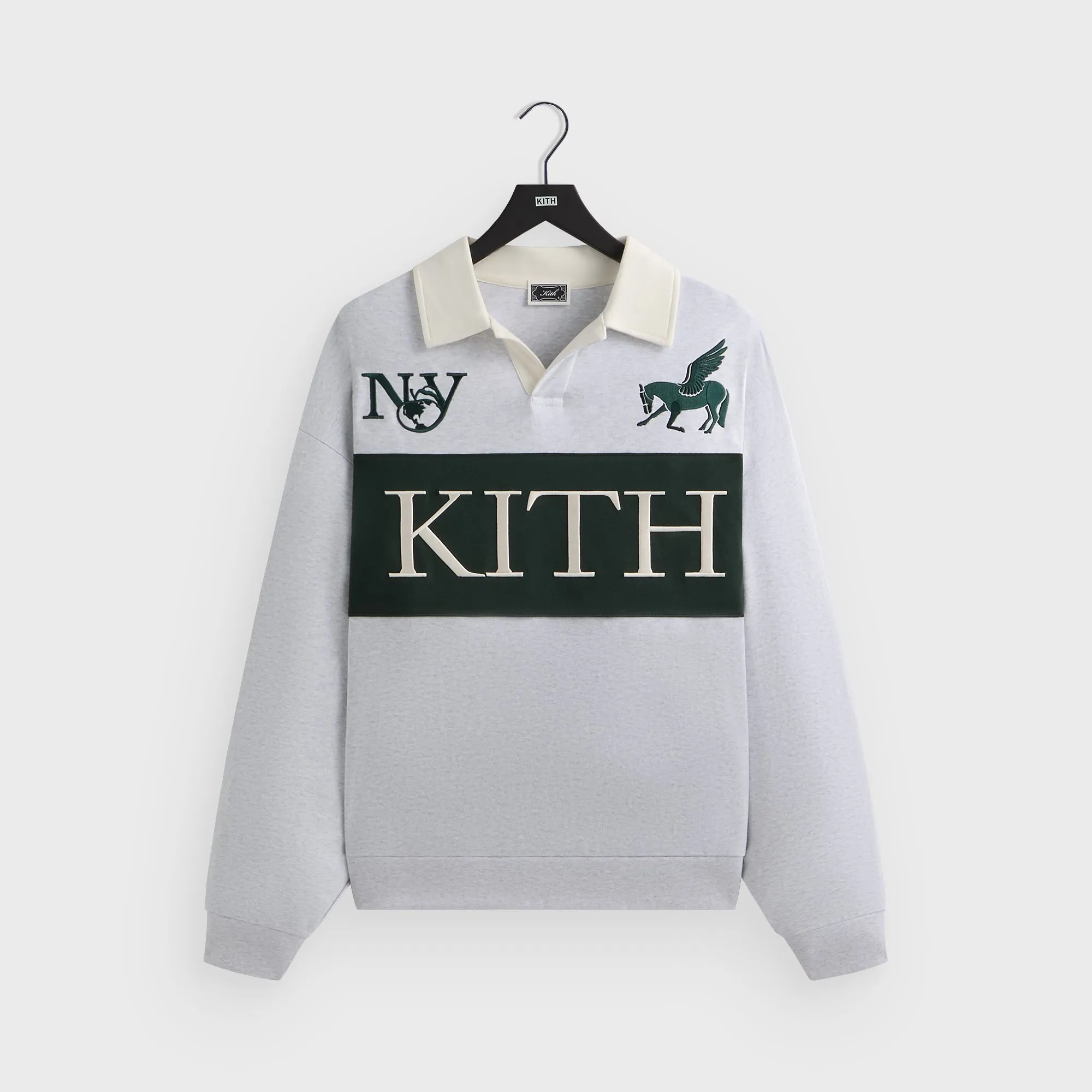 Kith Rugby Nelson Collared Pullover - Light Heather Grey Sporty Look
