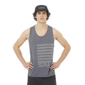 Wind Resistant Front high intensity conflict Salomon | Men's Sense Aero Graphic Tank - Castlerock/White
