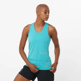Sun Safe TemperatureRegulating Fabric Salomon | Women's Cross Run GFX Tank - Peacock Blue