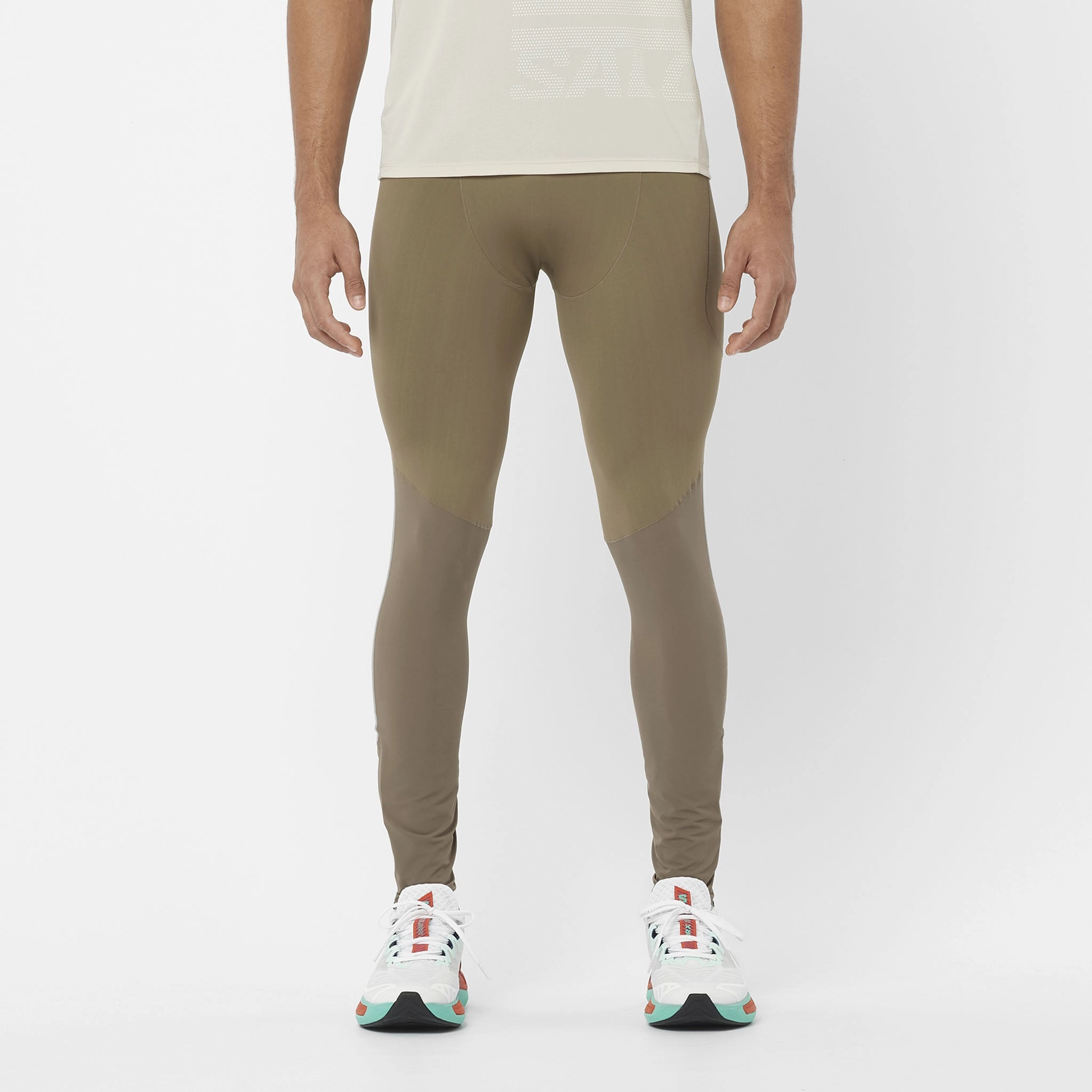 Salomon | Men's Sense Aero Stow Tights - Shitake UVProtective Coating Dynamic Performance